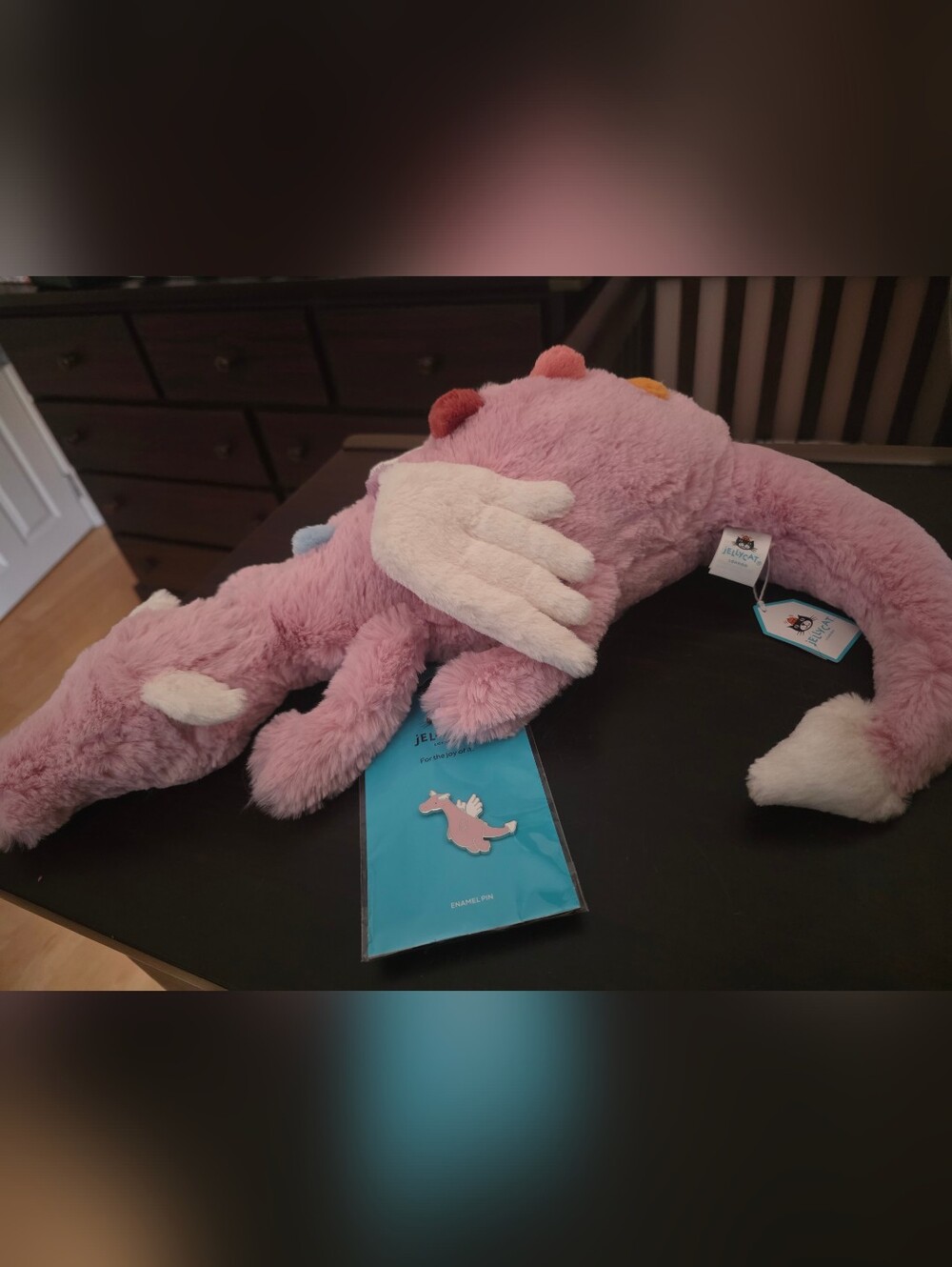 Jellycat ruby tiered duskrise dragon and matching pin BNWT